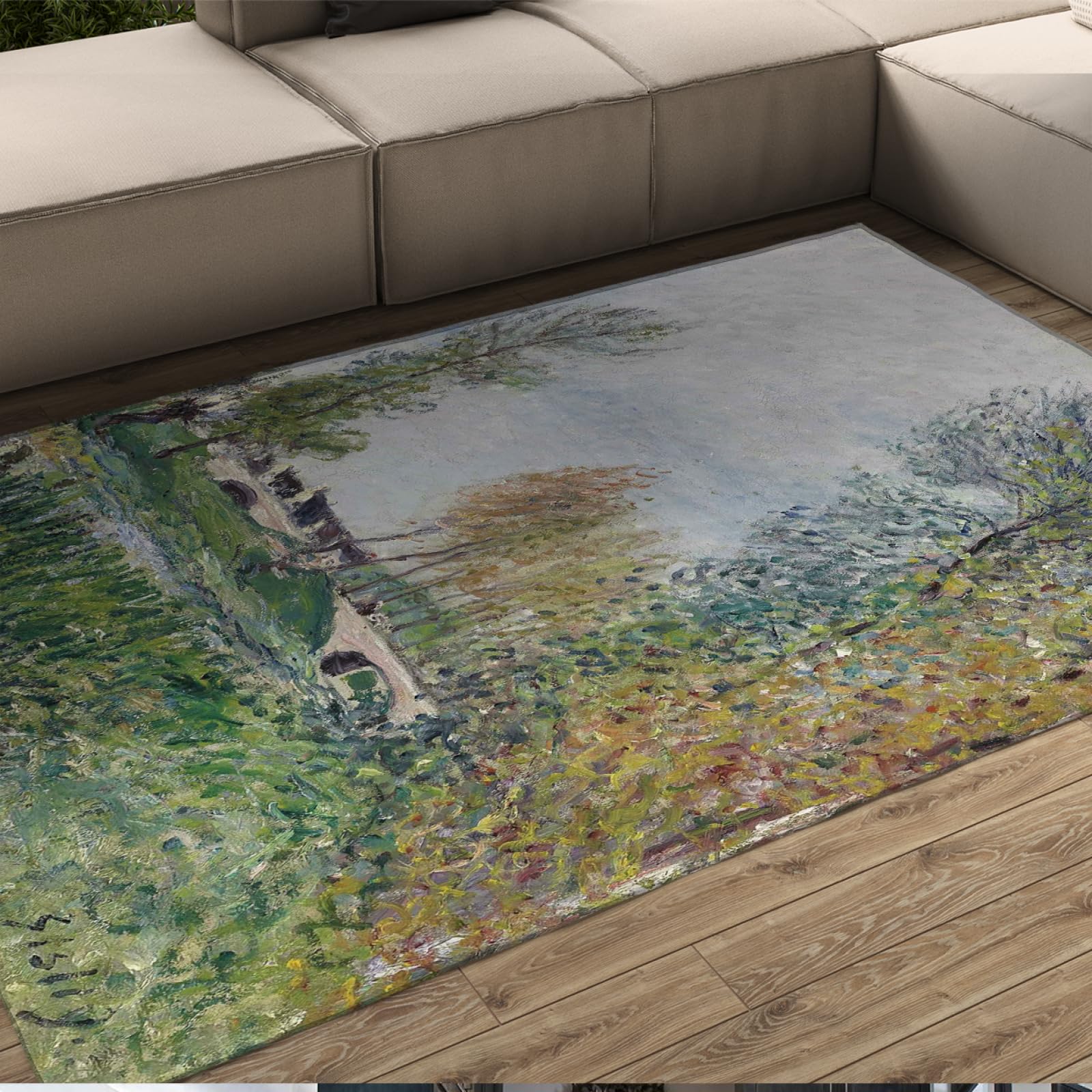 Tapis Alfred Sisley confortable pour sol froid paysage de printemps doux 60x180cm