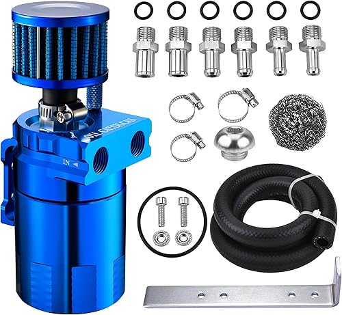 Miniatura 7 de EVIL ENERGY Lata de captura de aceite deflectado, separador de aceite con filtro de respiradero, aluminio universal de 10.1fl oz