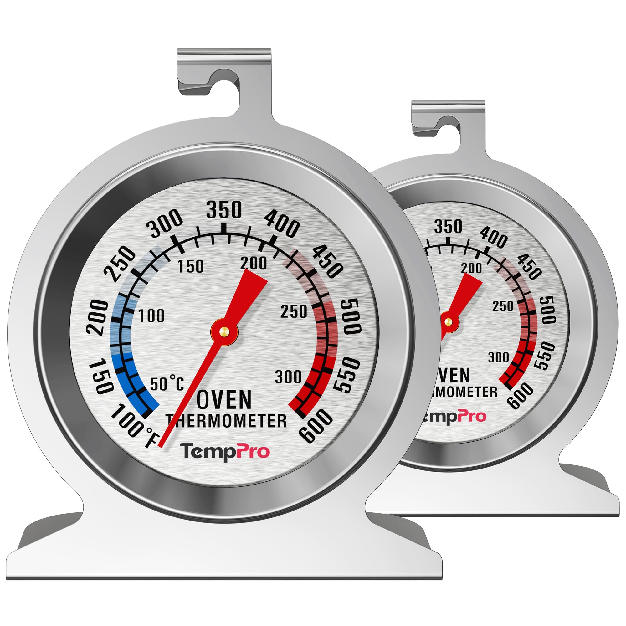 ThermoPro 2-Pack Oven Thermometer for Gas Oven, 50-300°C/100-600°F Smoker Temperature Gauge with 431 Stainless Steel, Analog Instant Read Cooking
