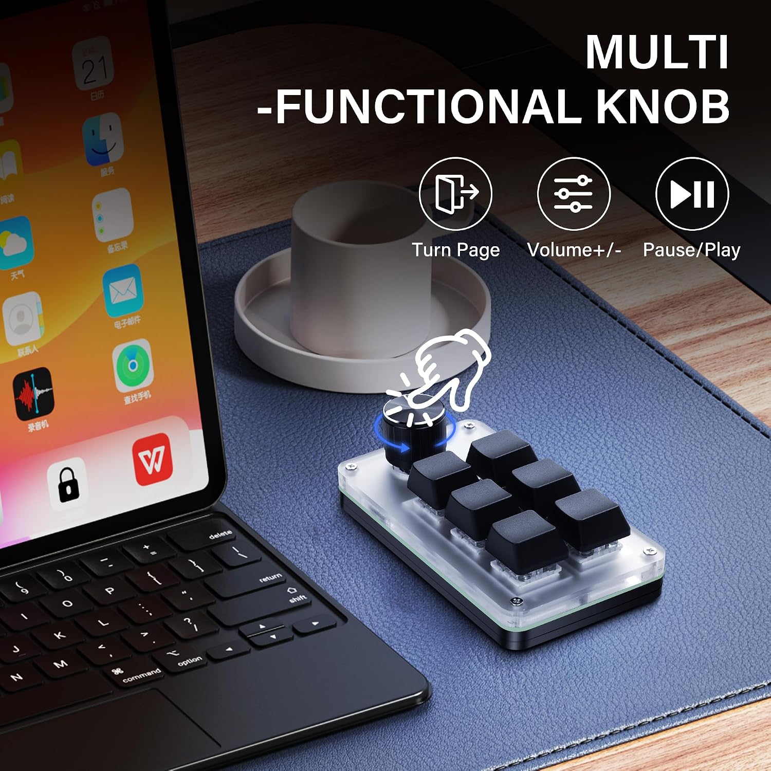 SinLoon Mini Macro Programmable Keyboard USB Mini 6 Key 1 Knob Mechanical OSU Gaming Keyboard RGB DIY Multi-Function Keyboard Compatible with Mac OS, Windows (Black)