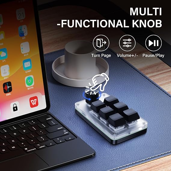 SinLoon Mini Macro Programmable Keyboard USB Mini 6 Key 1 Knob Mechanical OSU Gaming Keyboard RGB DIY Multi-Function Keyboard Compatible with Windows (Black)