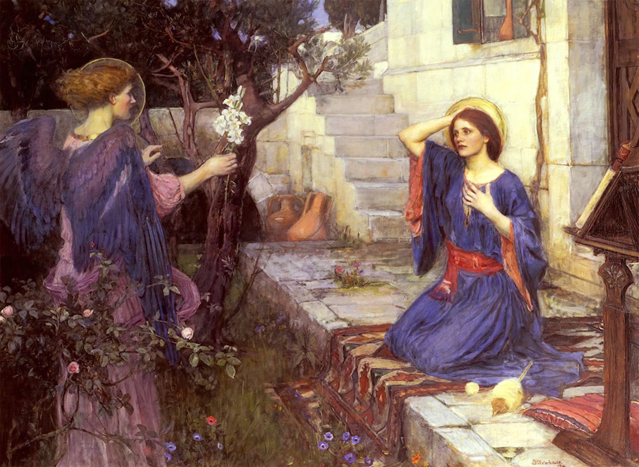 POSTERIIk Vintage Print Pop Art Landscape Artwork the Annunciation by John William Waterhouse Art Prints for Office Home Decor 60x90cm