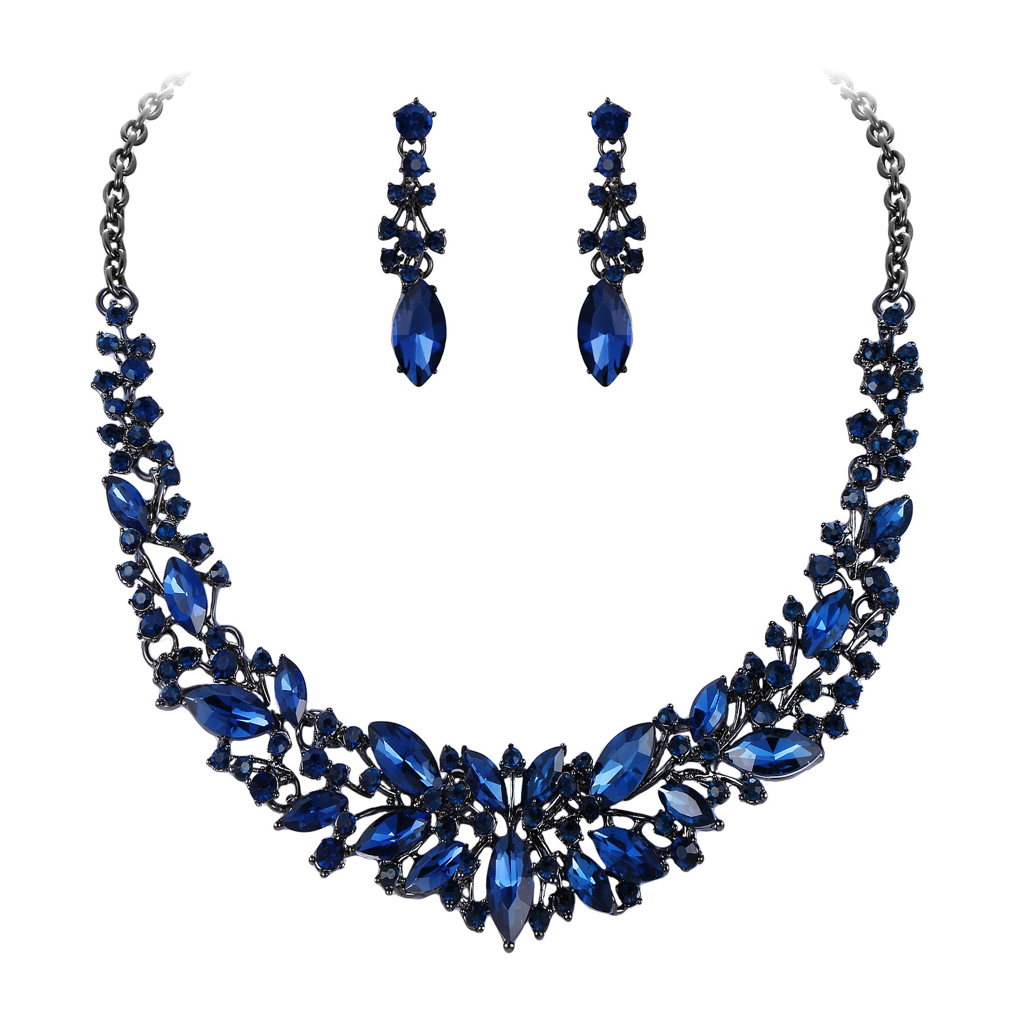Clearine Juegos de Joyas de Mujer Cristal Lágrimas Encaje Collar y Pendientes para Novia Boda Fiesta