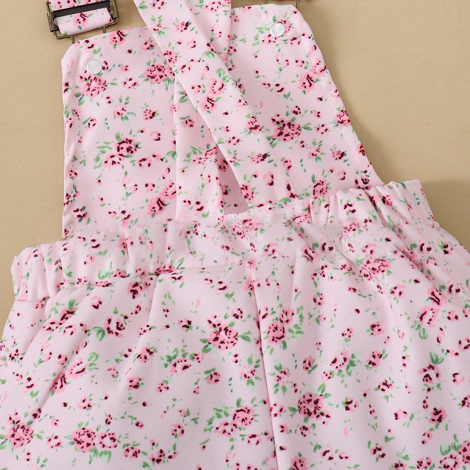 Ensemble pour Bébé Fille Haut à Manches Courtes et col Rond Couleur Unie Short à Bretelles Forme de Cœur