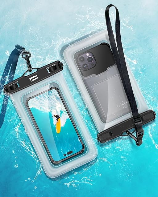 YOSH 2023 IPX8 Waterproof Phone Pouch Floating [Big Phone Friendly], Floatable Waterproof Phone Case for Swimming Adjustable Lanyard for iPhone 14 13 12 11 Pro XS Max Samsung S23 S22 up to 9.0" 2 Pack