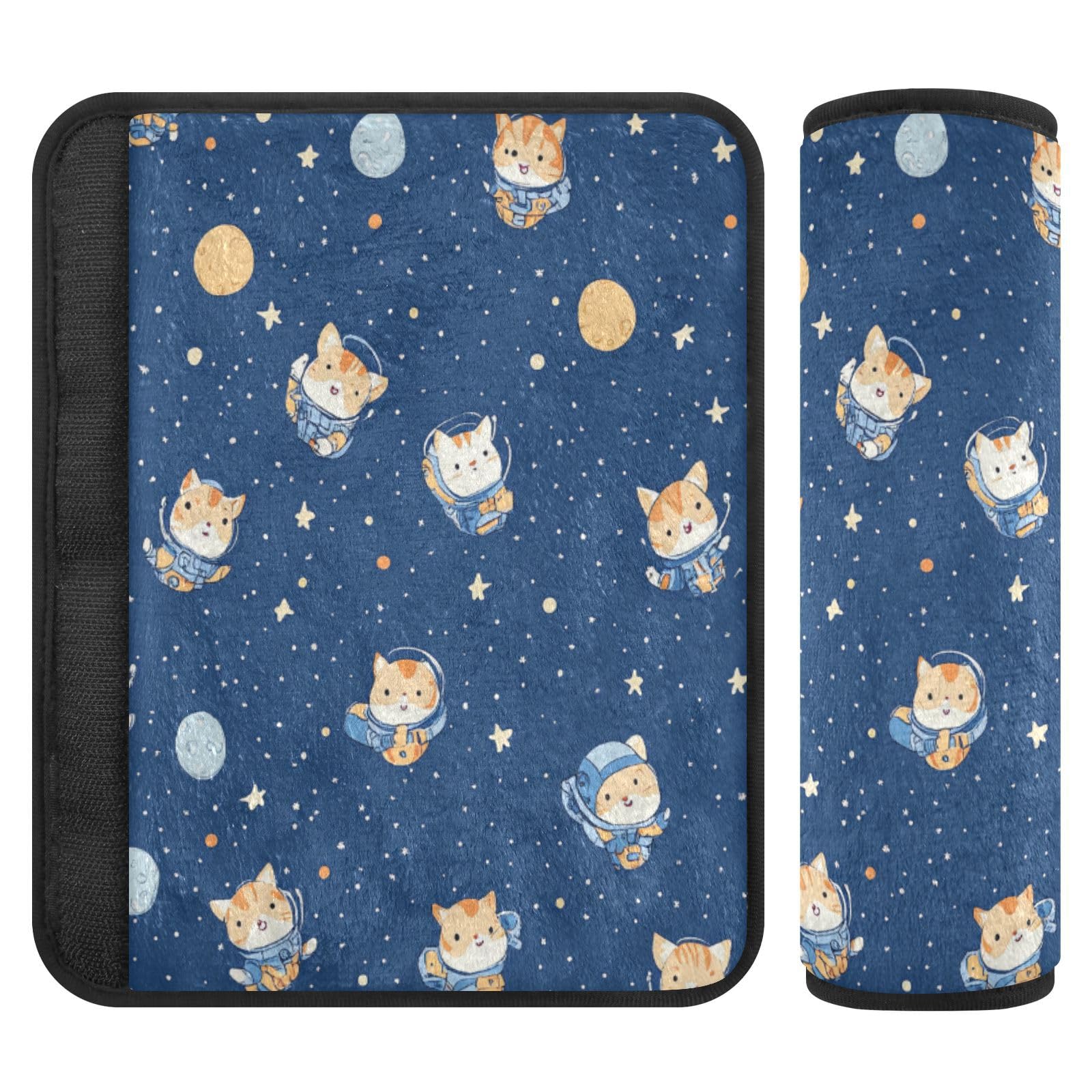 Seat Belt Covers 2 Pack Cats Floating Space Car Seat Strap Covers Super Soft Cute Car Seat Neck Cover for Boys Girls Adults Babies M