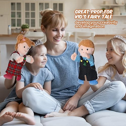 Miniatura 5 de Juego de 6 marionetas de mano de 118 pulgadas miembros de la familia marionetas de mano de felpa suave para madre padre hijo hija y abuelos para