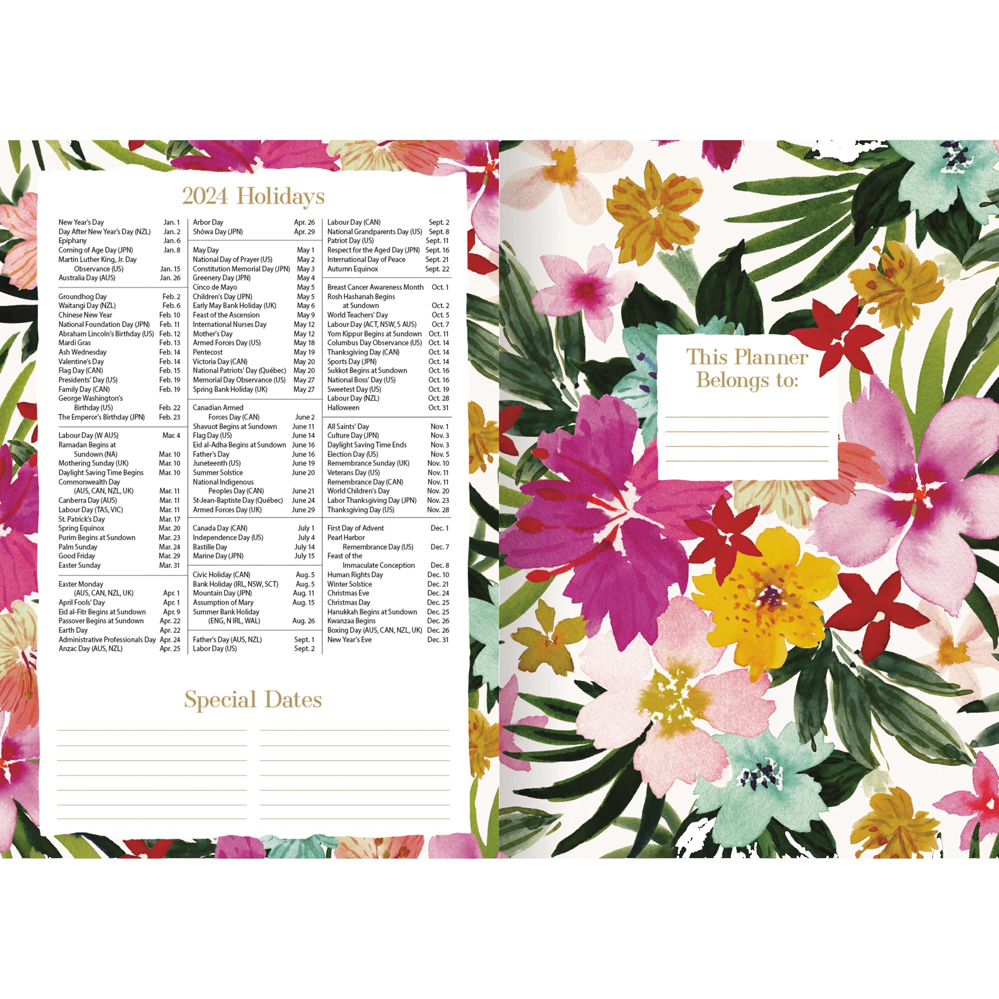 Lang Wild At Heart 2024 Monthly Planner - 13-Month Linen Cover Organizer