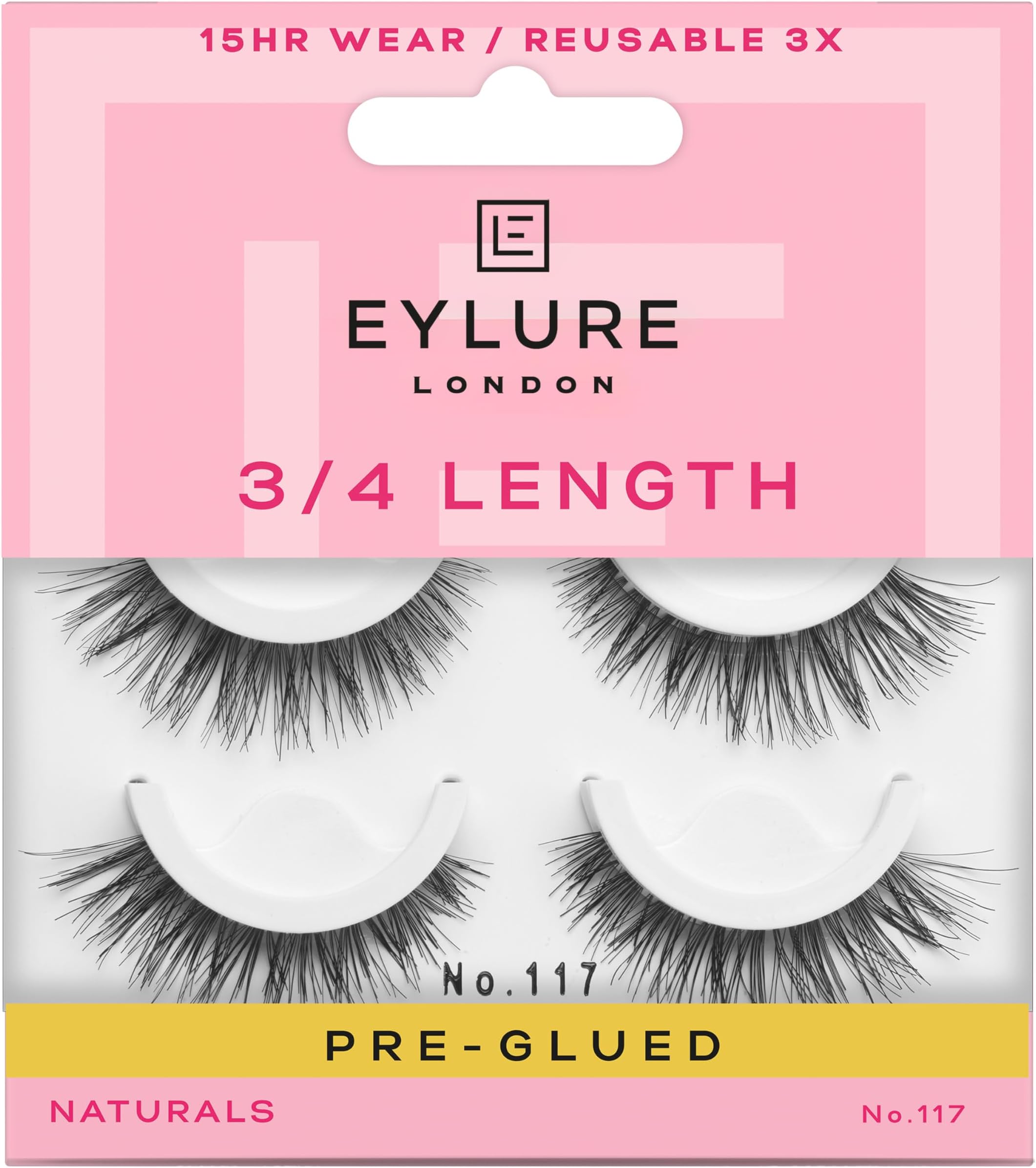 Pre-Glued Wispy Light Texture Eyelashes, No.117, Twin Pack