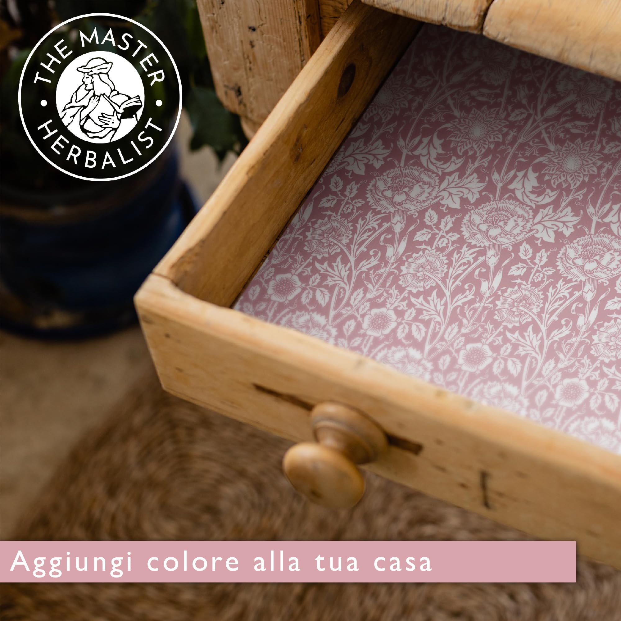 The Master Herbalist Fragranti Fodere per Cassetti Profumate Design William Morris | Confezione da 5 Fogli | Contiene Olio Essenziale (Rosa | Rosa di Eleboro, Folded)