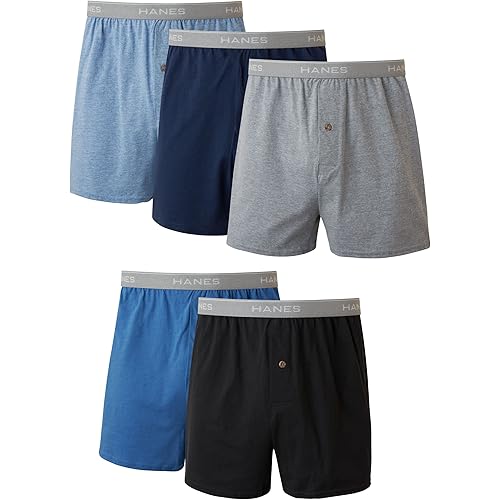 5-Pack Hanes Mens Breathable Cotton Boxers