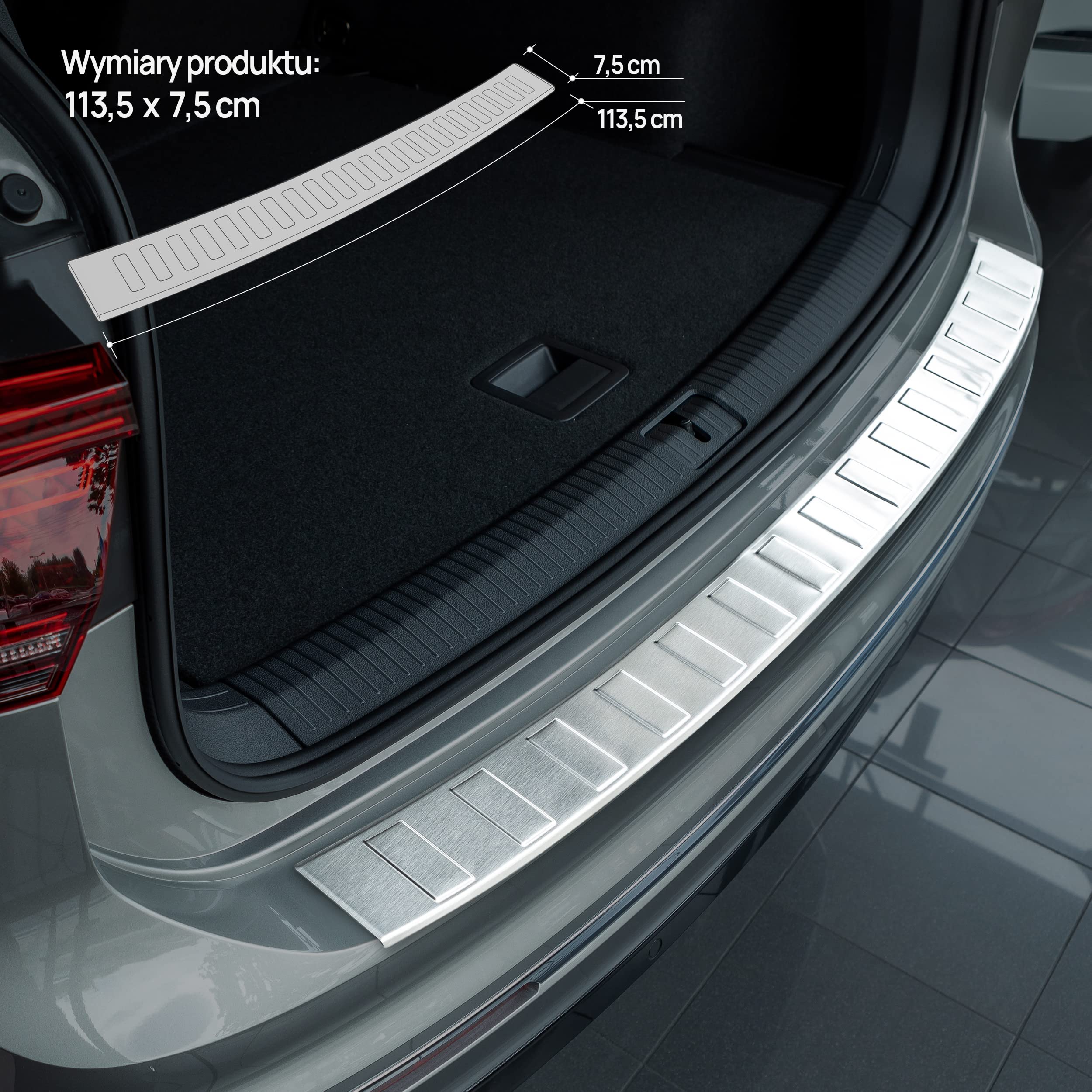 CHROMEMASTER Listwa Ochronna Tylnego Zderzaka Stal Nierdzewna Szczotkowana Srebrny Mat do Volkswagen VW Tiguan 2016-