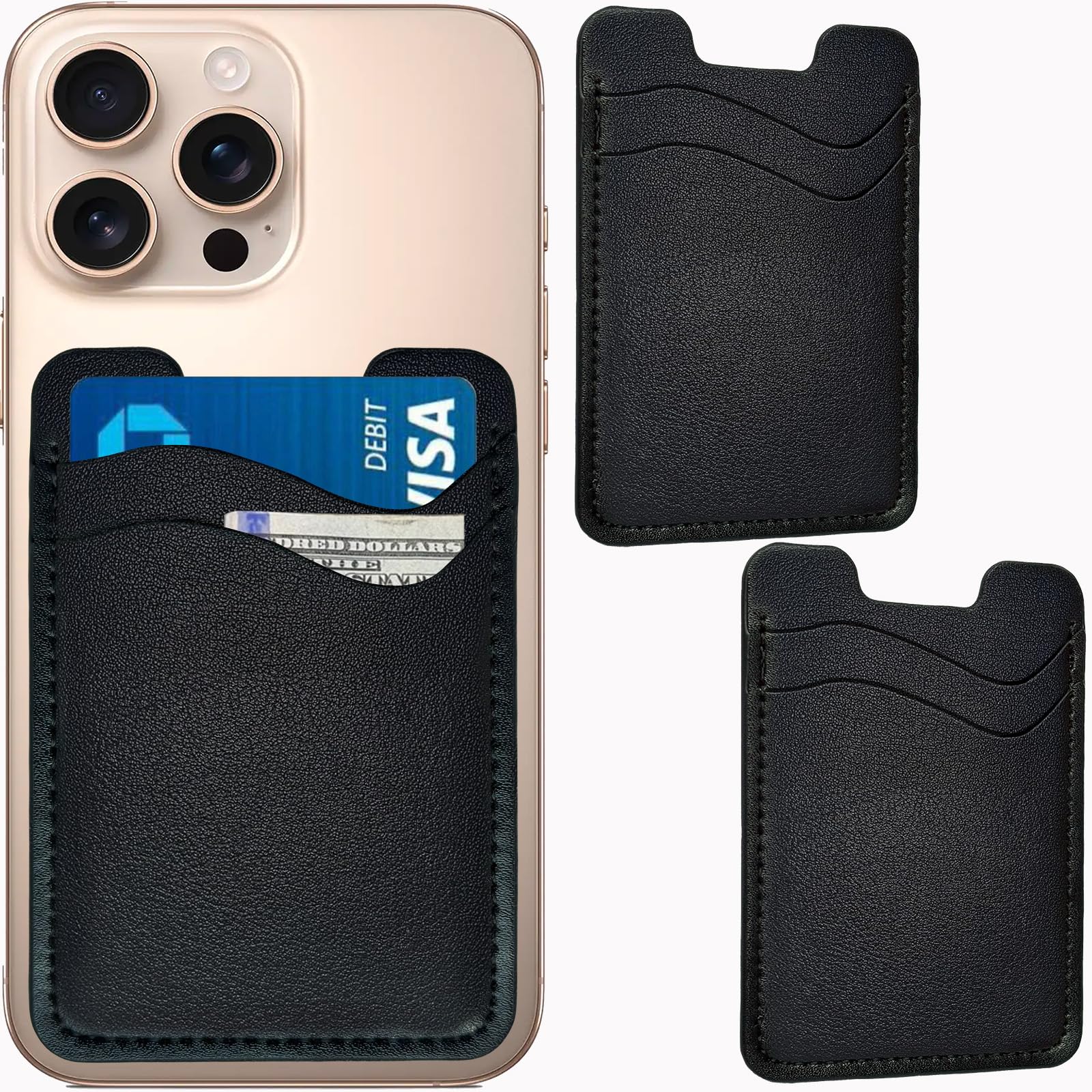 Cartera para teléfono móvil, soporte para tarjetas de crédito para teléfono, funda de piel tipo cartera para teléfono, cartera para teléfono celular, cartera adhesiva para iPhone, Samsung y