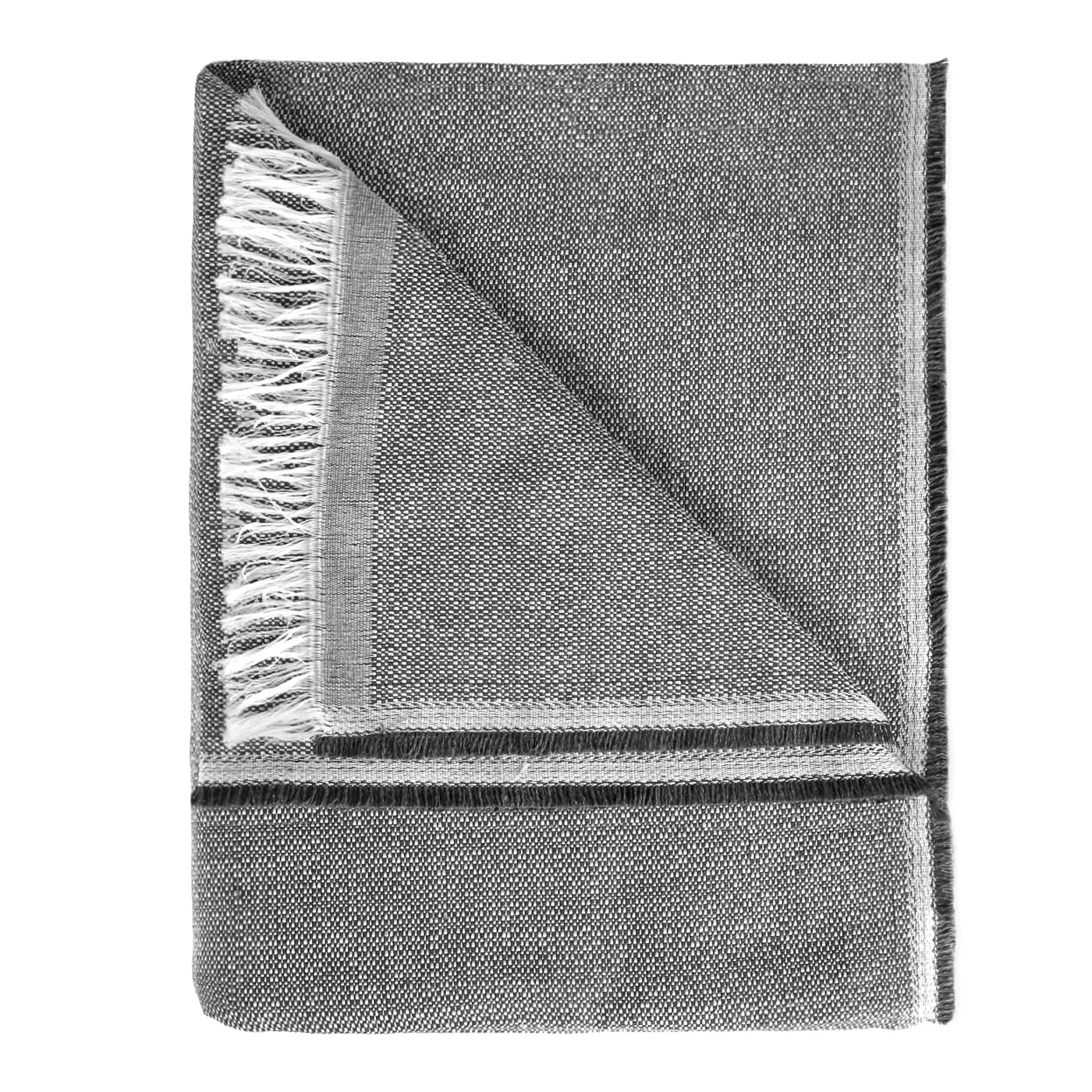 MERCURY TEXTIL- Colcha Plaid Multiusos 50% Algodón 50% Poliéster, Jarapas para Sofá, Liso y Rayas, Plaid Cama. Plaid Sofá, Manta Cubre Sofá Foulard (230x290cm, Liso Gris Oscuro)