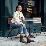 Hawkwell Women's Combat Boots Side Zipper Buckle Fashion Ankle Booties