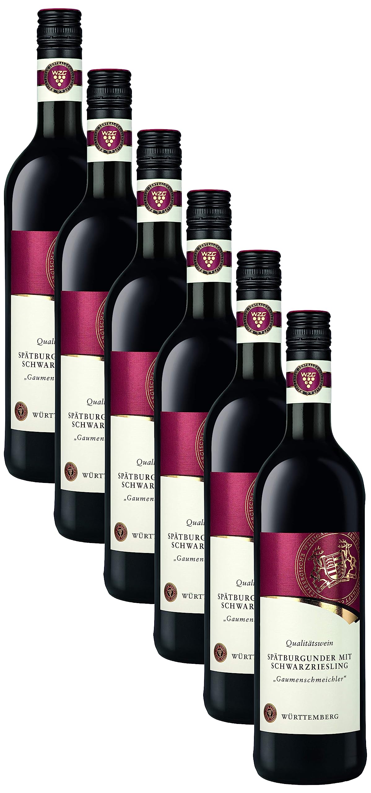 WZG Württemberger Wein Gaumenschmeichler Spätburgunder mit Schwarzriesling QW halbtrocken (6 x 0.75 l)
