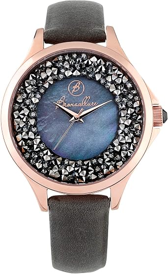 Bronzallure Donna Orologio Oro Rosa Analogico Stainless Steel Cinturino in  Pelle Grigio scuro Con Ematite Abbinata : Amazon.it: Orologi