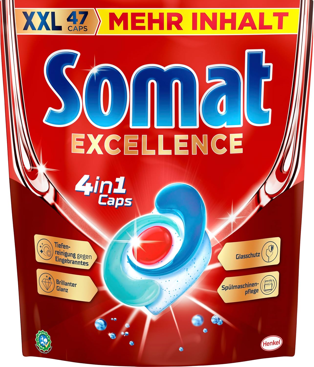 Somat Excellence 4-in-1 Capsules (141 Caps), Quickly Soluble Dishwasher Tablets, Somat Caps Capsules for Excellent Cleaning and Shine, Even in Eco Programme and at Low Temperatures