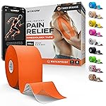 Kinesiology Tape-Incredible Support for Athletic Sports and Recovery + Free Taping Guide-Uncut 2 inch 32 feet Roll (Tiger Orange + Free Taping Guide, Pack of 1)