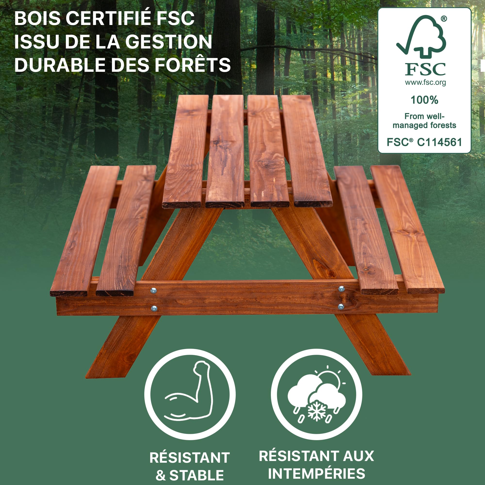 Casaria® Ensemble Table et 2X bancs Pliable Bois 220 cm 10 Personnes