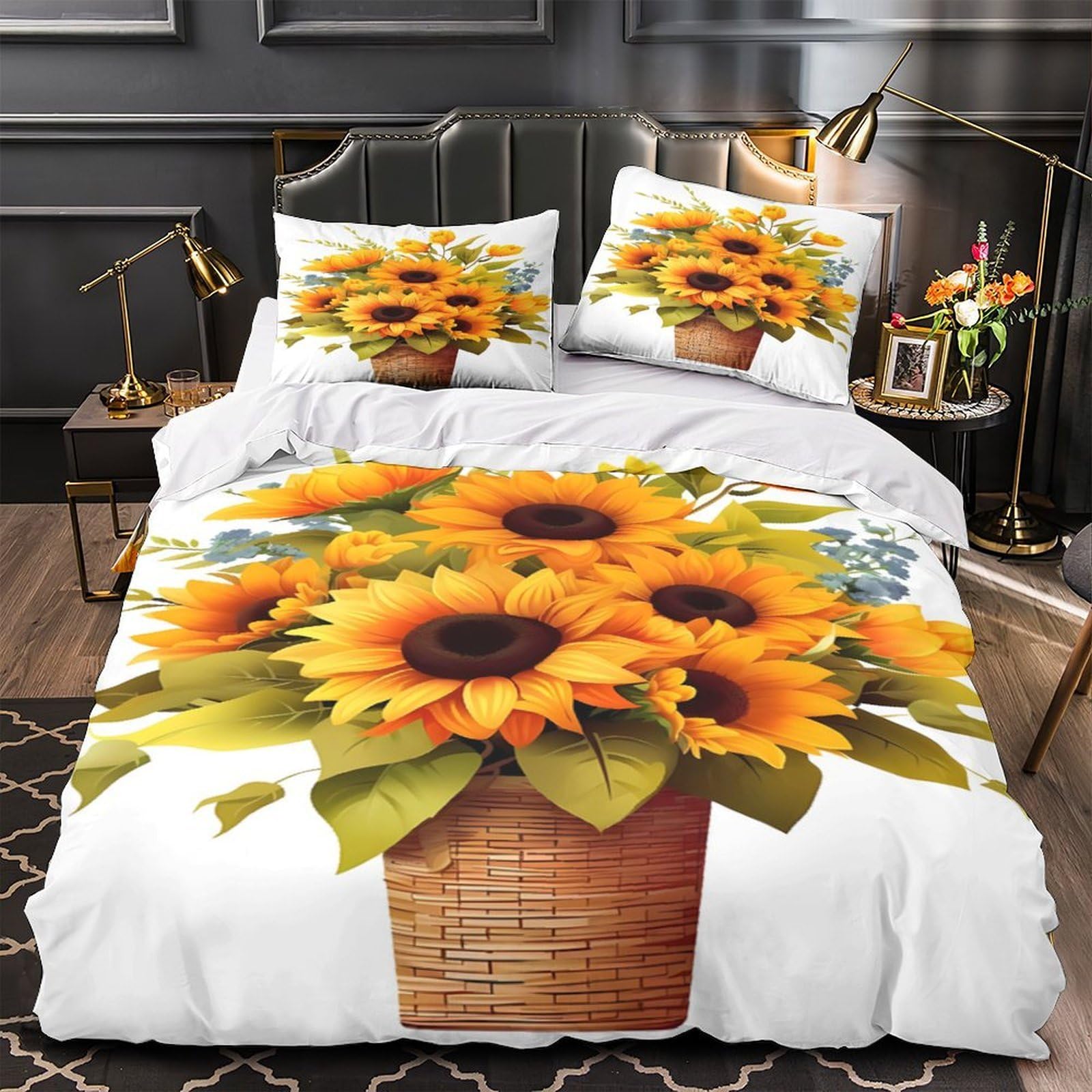 Parure de lit tournesol microfiche 135x200 pour fille