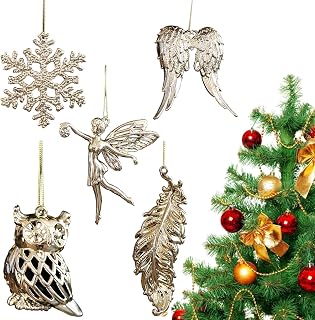 Matte Gold Vintage Snowflake Ornament, Gold Christmas Ornament Set, Premium Christmas Decorations, Sparkling Mini Christmas Tree Decoration Hanging (#I)