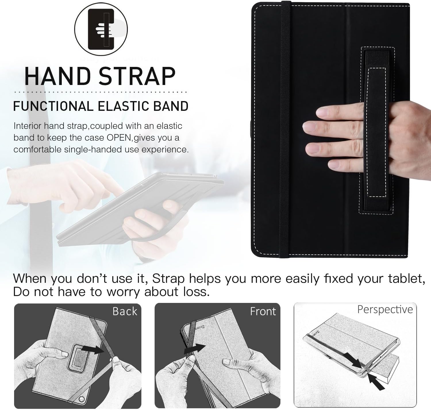 Ztotop Case for Fire HD 10 (2019/2017,9th/7th Gen)-Smart Leather Cover Slim Folding Stand Case with Auto Wake/Sleep for 10.1 Inch Tablet.Black
