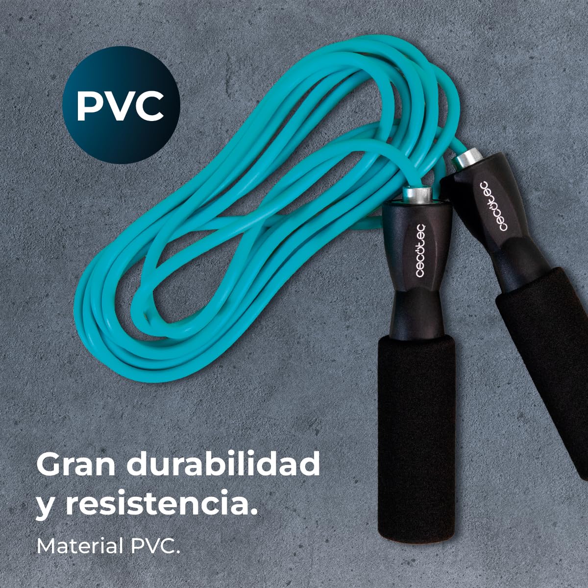 Cecotec Skakanka do skakania mały fitness DrumFit Jump Rope, długość 295 cm, wykonana z PVC, ergonomiczne antypoślizgowe uchwyty, system gładkiego łożyska