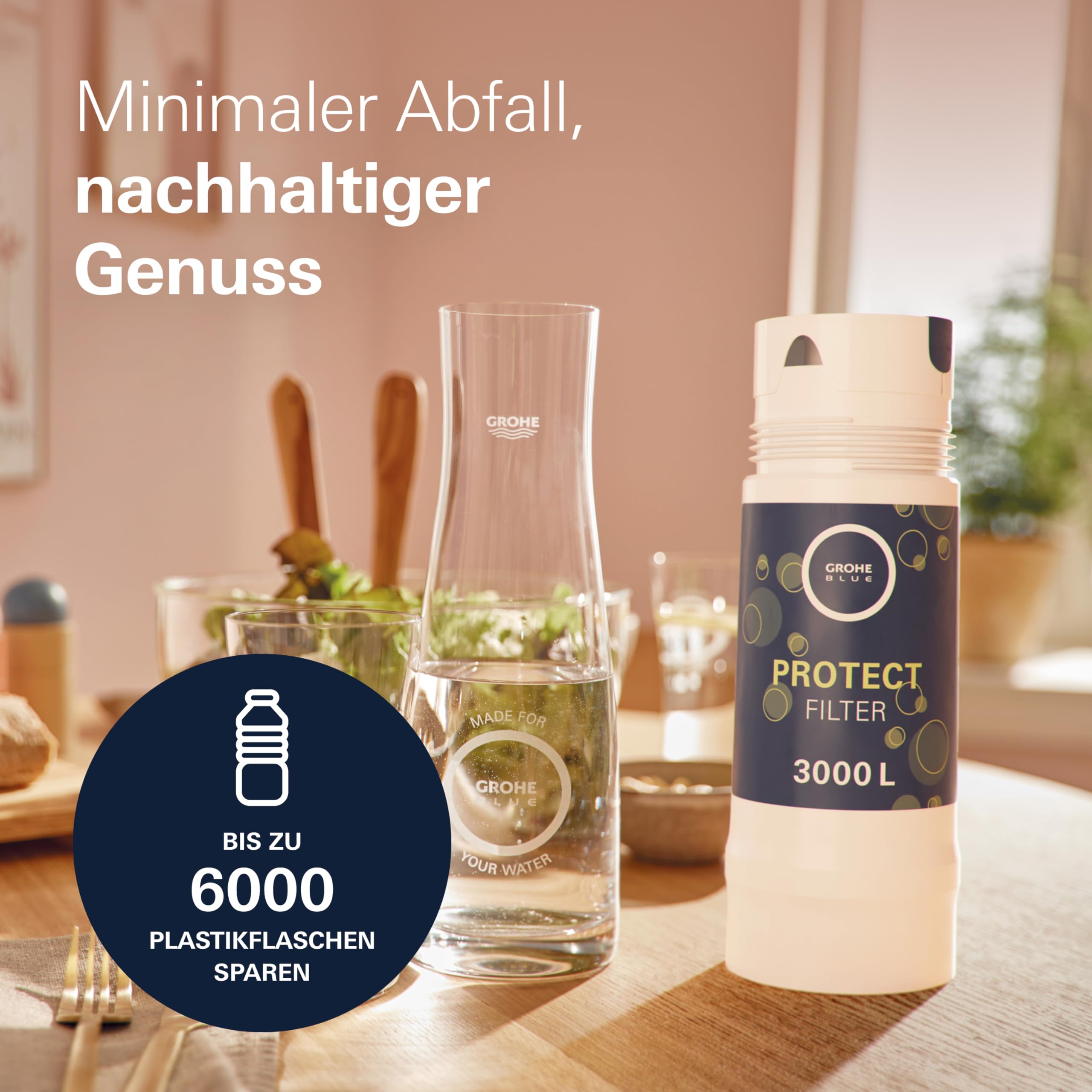 GROHE Blue, Ersatzfilter UltraSafe Protect, 3000 l Fassungsvermögen (filtert 99,9 % aller Bakterien/Mikroplastik, reduziert den Bleigehalt um 99,5 %, für blaue/rote Geräte), Verpackung kann variieren
