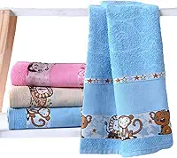 Toalha De Banho Bebe Infantil Menina Menino 100% Algodão Masculino Grande Personagem Praia Carinho Ponto Cruz Para Bordar (Azul, Banho)