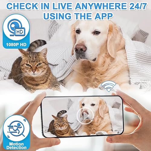Miniatura 3 de Cámara con cargador USB, mini cámara WiFi con aplicación de teléfono, HD 1080P monitor de mascotas con detección de movimiento para seguridad del
