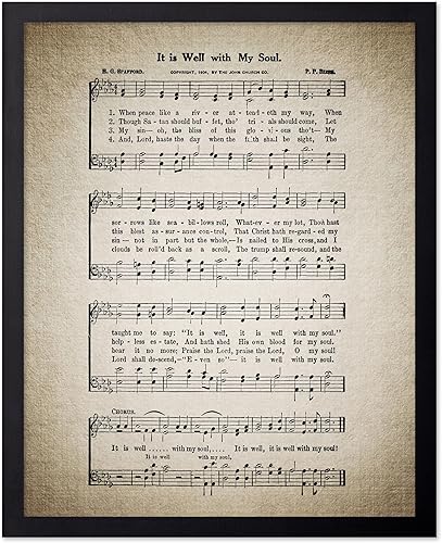 Miniatura 54 de Poster Master Póster vintage con texto en inglés «How Great Thou Art», impresión de partituras de música retro, arte de pared de himnario, regalo