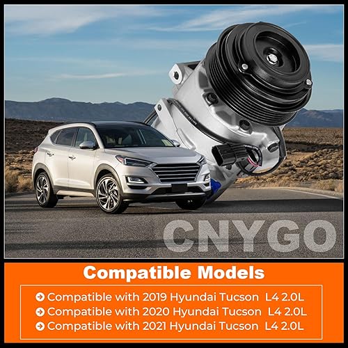 Miniatura 2 de Conjunto de compresor de aire acondicionado 97701D3750 AC con embrague compatible con Hyundai Tucson 2.0L 2019 2020 2021, reemplazo para 198374,