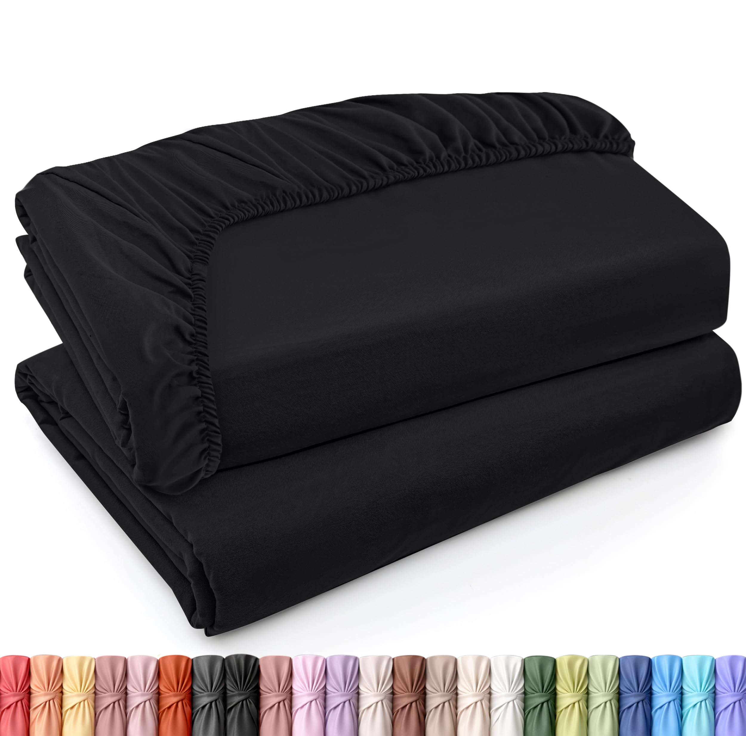 Utopia Bedding Twin XL Fitted Sheets - Bulk Pack of 2 Bottom Sheets - Soft Brushed Microfiber - Deep Pockets - Shrinkage & Fade Resistant - Easy Care (Twin XL, Black) โ image 1