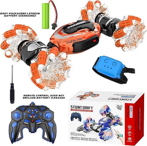 Miniatura 5 de Coche de control remoto, auto de acrobacias RC con detección de gestos, 4 WD transforma todoterreno para girar, 2.4 Ghz controlado a mano y control