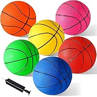 Shindel 6 Pack Mini Basketballs 6.3 Inch with Pump - Waterproof Toddler Pool Toys for Kids Indoor Outdoor Play & Gifts