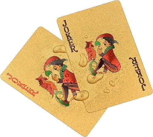 Miniatura 7 de ONE250 Premium 54pcsPack 24K Gold Foil Plated Poker Impermeable Lavable Plegable PVC Plástico Naipes