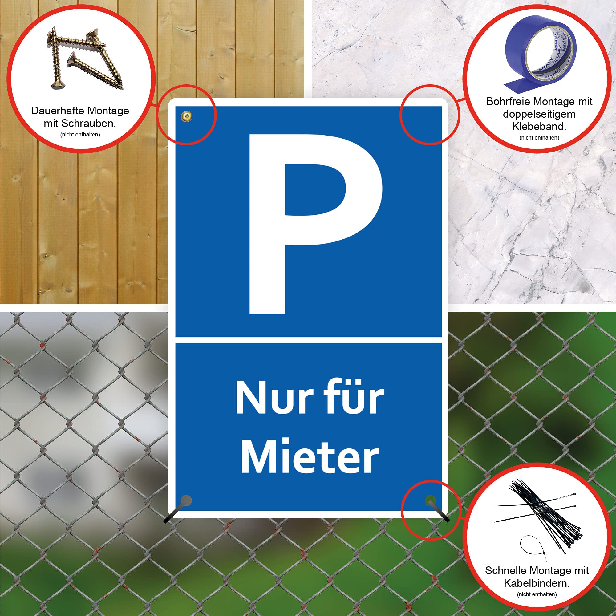 Parkplatzschild 'Parken' Mit Freifeld – 30x20 Cm, Blau, Aus 3mm Hartschaum, Zum Beschriften