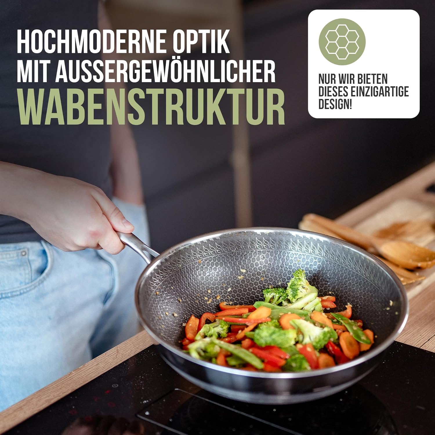 Wok serpenyő részletes nézet