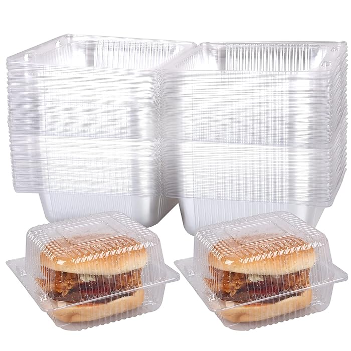 Buy 100 Pcs 5x5 Inch Clamshell Take Out Tray Plastic Hinged Food