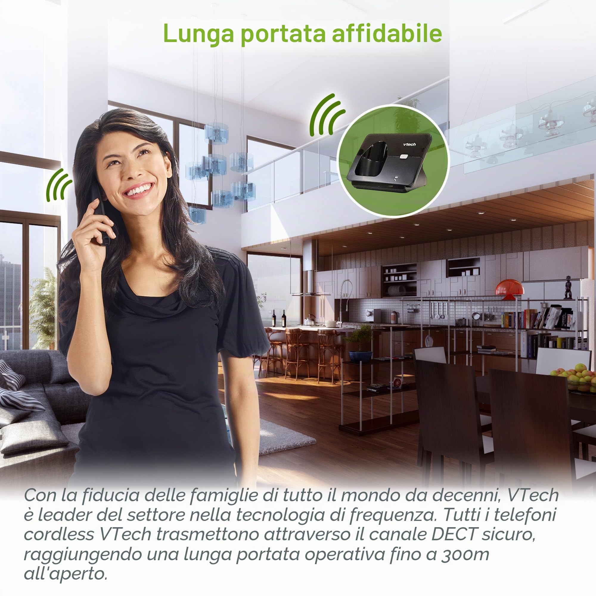 VTech CS2001 - Telefono cordless casa Duo, telefono fisso senza fili DECT facile da usare, ascolto extra forte, blocco chiamate in vivavoce, identificatore di chiamate, display retroilluminato, nero
