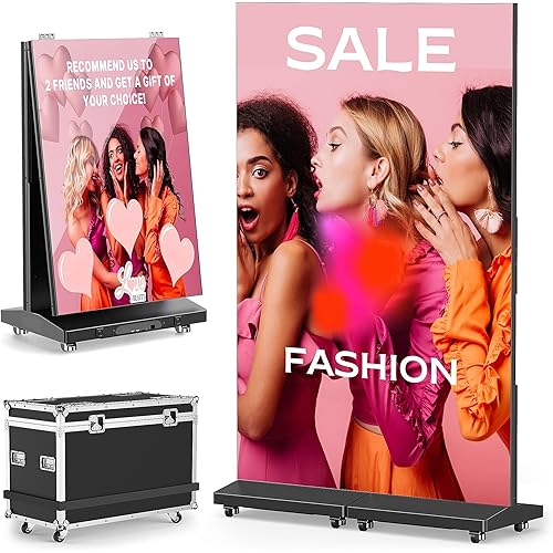 Indoor LED Digital Signage Display with P1.86, LED Poster Screen Frameless Splicing, Advertising Display USB Plug-and-Play & Remote Control for Giant Commercial Events & Rentals (Black, 2-Panels)