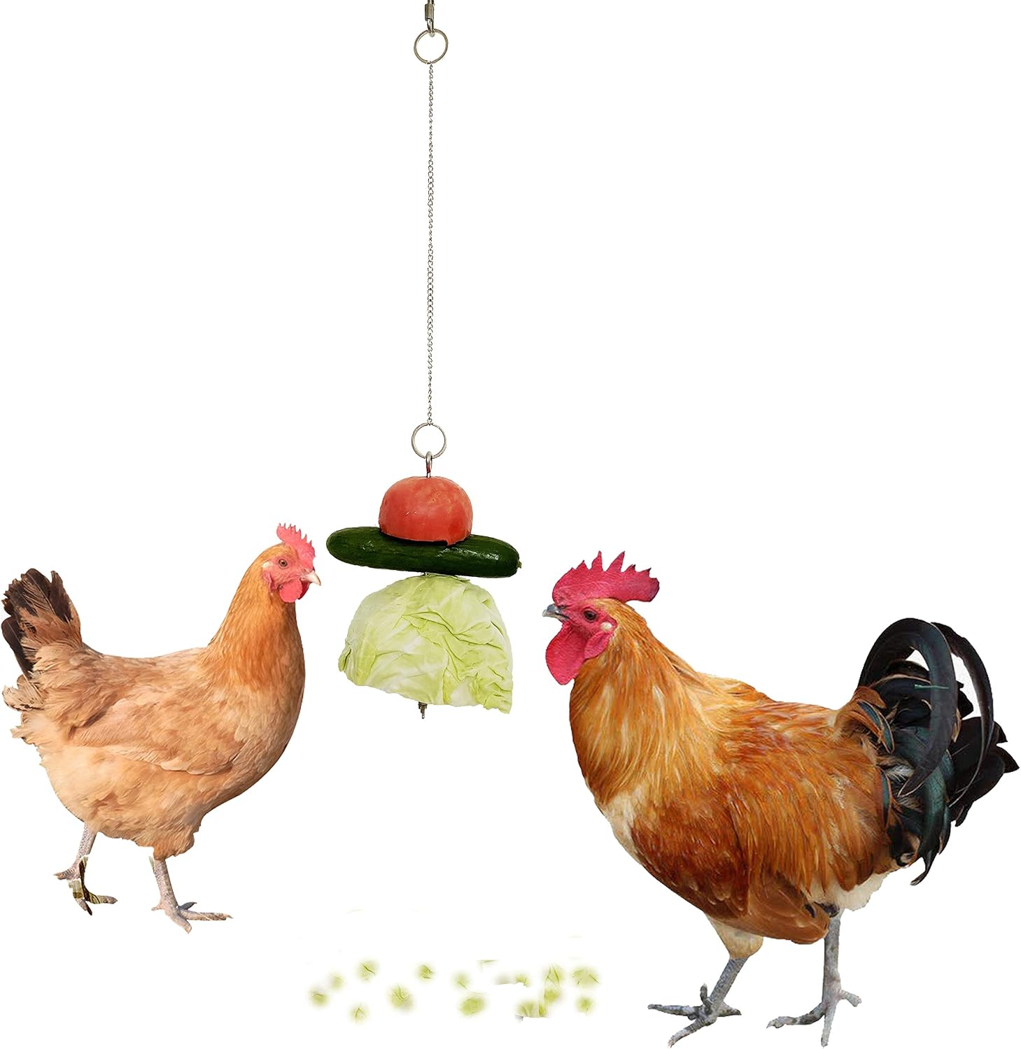 Chicken Feeders Fruit Vegetable Holder Chicken Skewer for Hens Bird Pet Hanging Chicken Feeder with Chain Vegetable Fruit Holder Skewer…