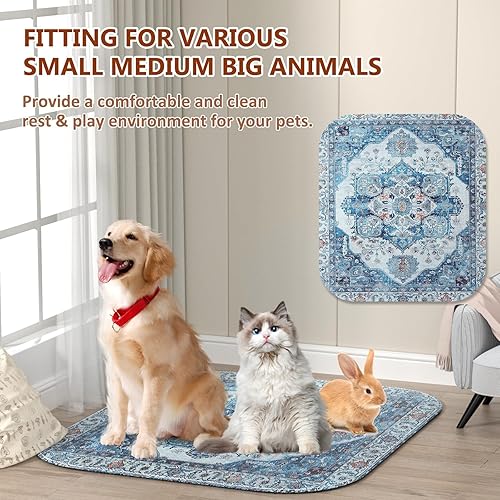 Miniatura 5 de Paquete de 2 almohadillas lavables para orina de perros, superabsorbentes, reutilizables, antideslizantes, transpirables (oso, 31 x 36 pulgadas)