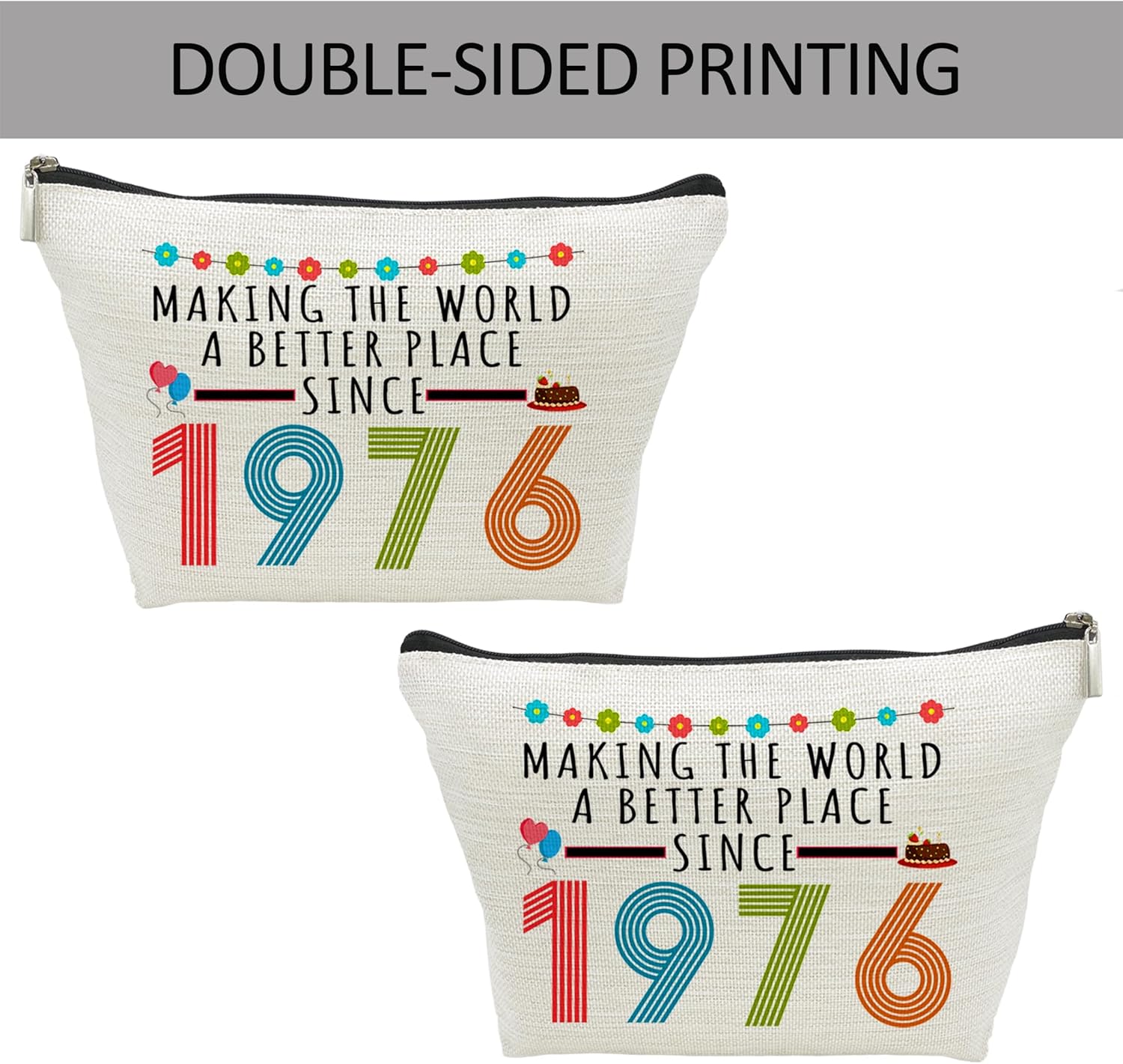 50th Birthday Gifts for Women, Funny 50 Year Old Gift Makeup Bag, 1976 50th Birthday Decorations Makeup Bags for Her, Mom, Aunt, Wife, Sister, Coworker, Friend, Mothers Day Cosmetic Travel Bag (1976) - Image 6