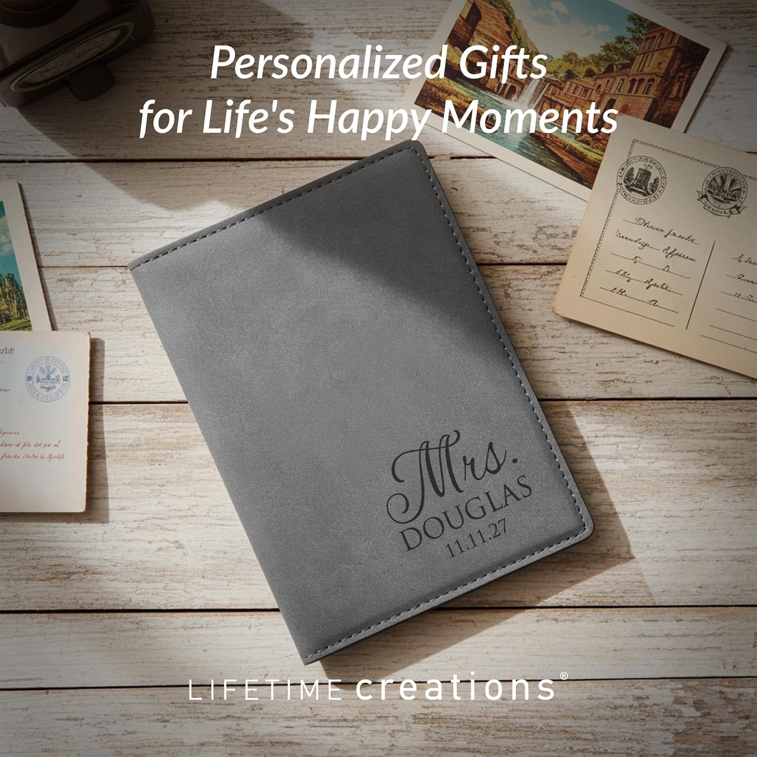 Lifetime Creations Personalized Mr. & Mrs. Passport Covers - Dark & Light Brown, Vegan Leather, Wedding Gift, Pair of 2