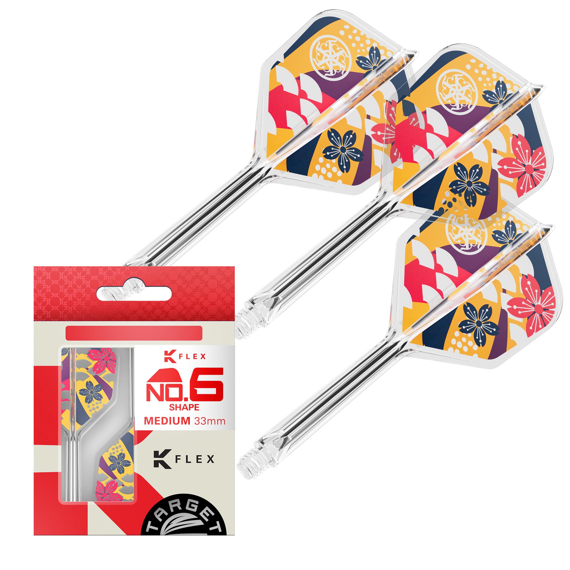 Target Japan Prime Series Zenith K Flex Dart Flights and Shaft System, No.6 (Medium, 33mm) | Pack of 3 Kflex All In One Flight, Ching Ho Tung Accessories | K-Flex Darts