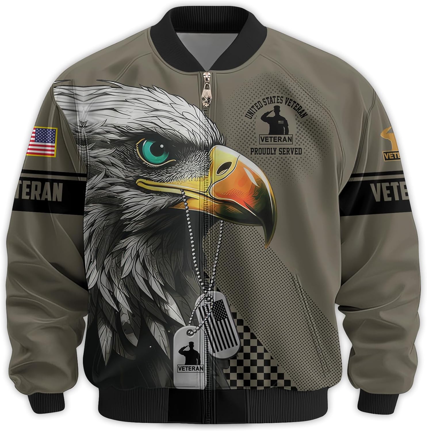 Proudly Served Veterans Varsity Jacket, Military Bomber Jacket Patriotic Style – Perfect Veteran Gift, Ideal for Veterans Day