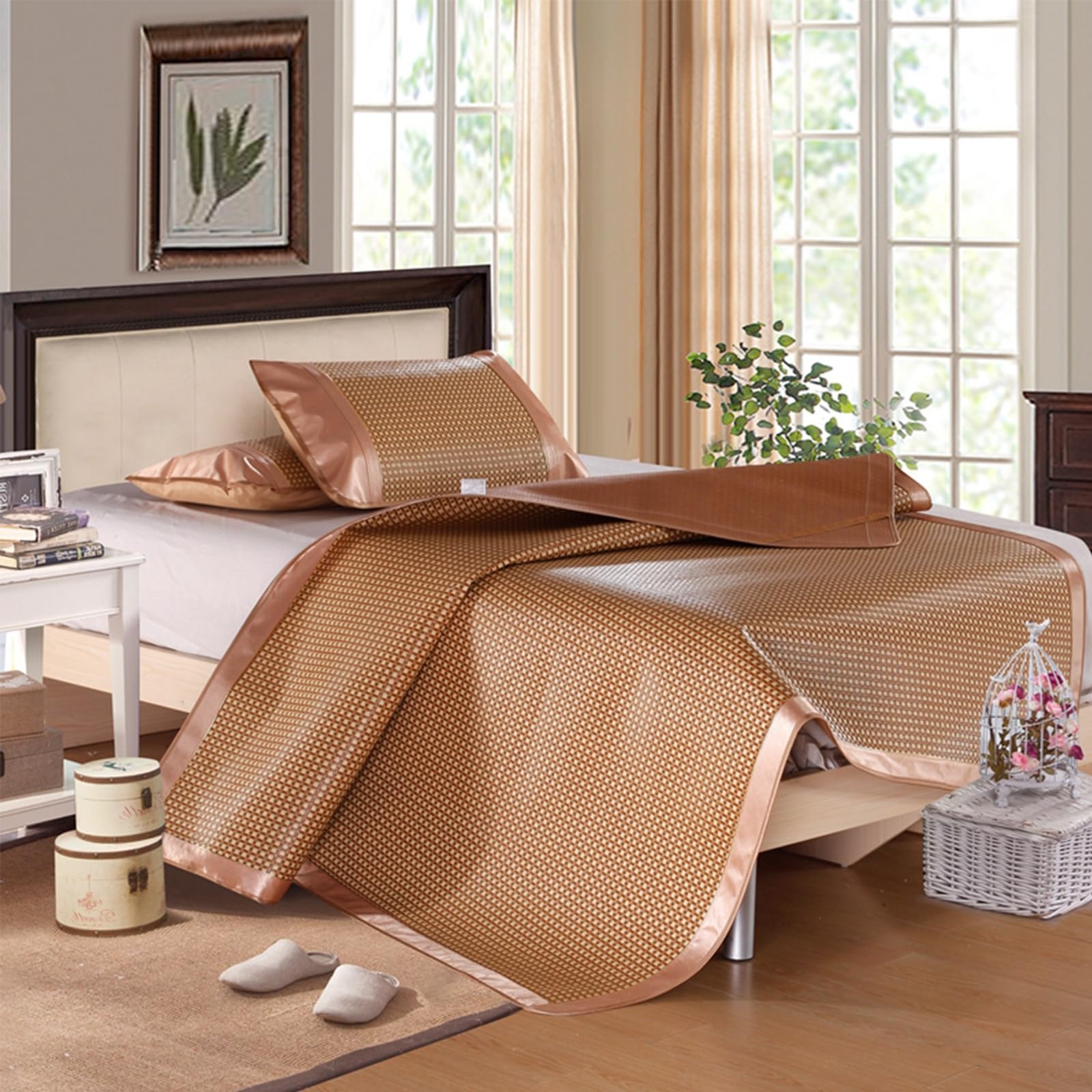 Matelas de Couchage en Bambou rafraîchissant pour l'été,Matelas Pliable pour dortoir,Double pour la Maison