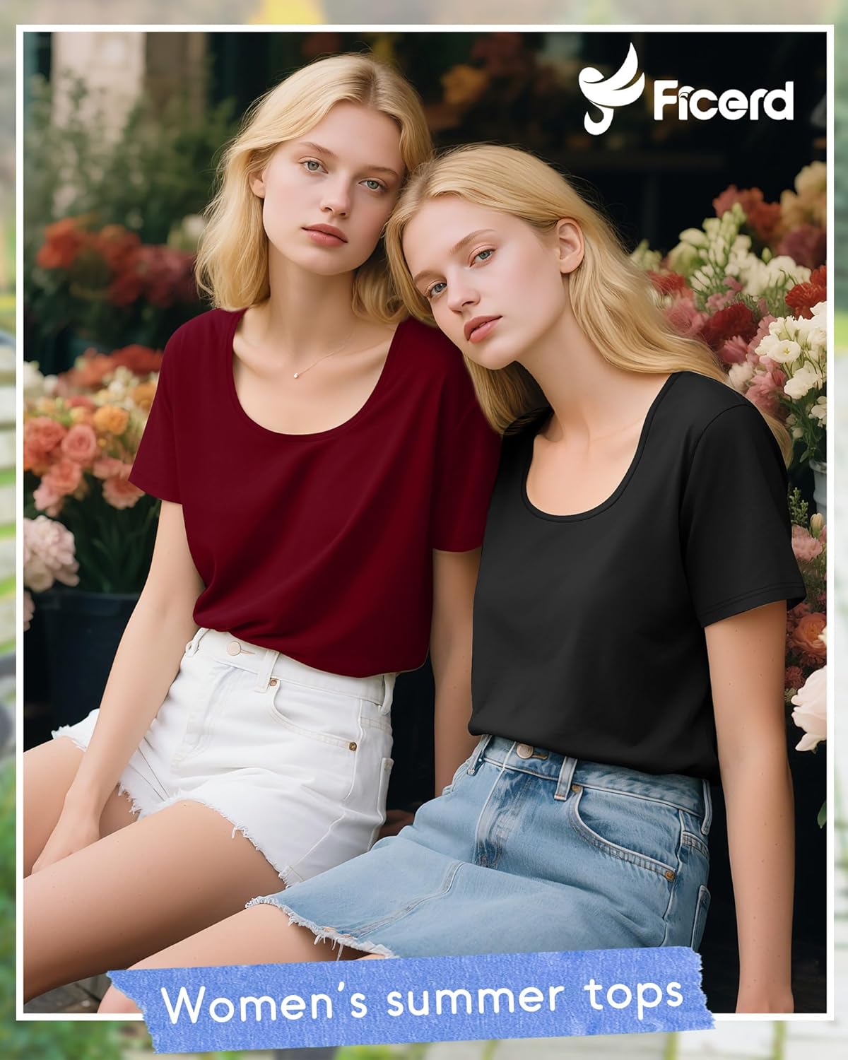 Ficerd 4 Pack Women's Scoop Neck Loose Fit T Shirts Basic Casual Short Sleeve Tops Soft Layer Summer Tees - Image 6